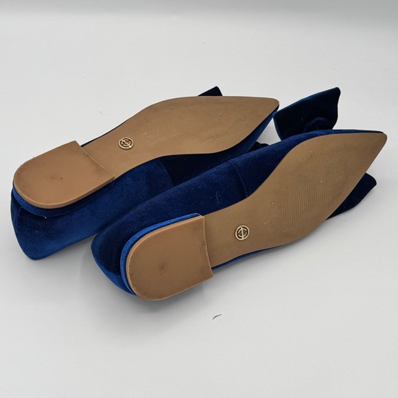 Cecelia New York Brie Navy Velvet Bow Flats Women's 6.5 Pointed Toe - Picture 10 of 10